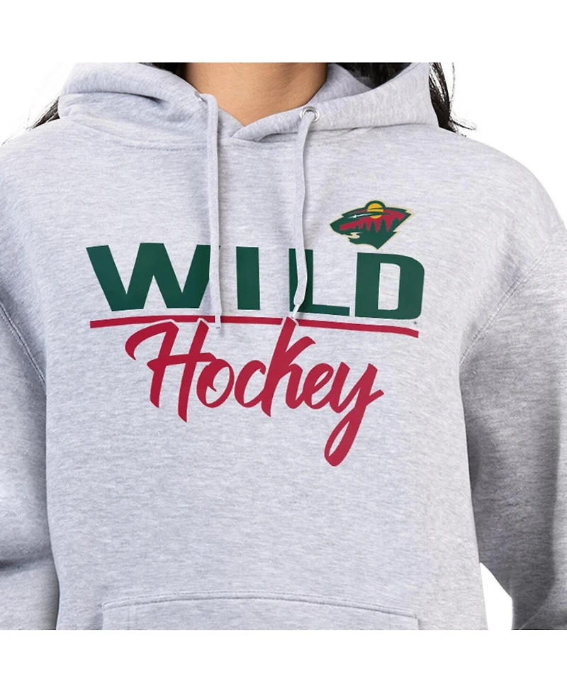 G-iii 4Her by Carl Banks Women's Heather Gray Minnesota Wild Team Sport Tri-Blend Fleece Hoodie