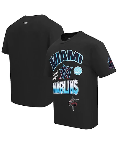 Pro Standard Men's Black Miami Marlins Turn It Up Dropped Shoulder T-Shirt