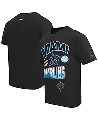 Pro Standard Men's Black Miami Marlins Turn It Up Dropped Shoulder T-Shirt