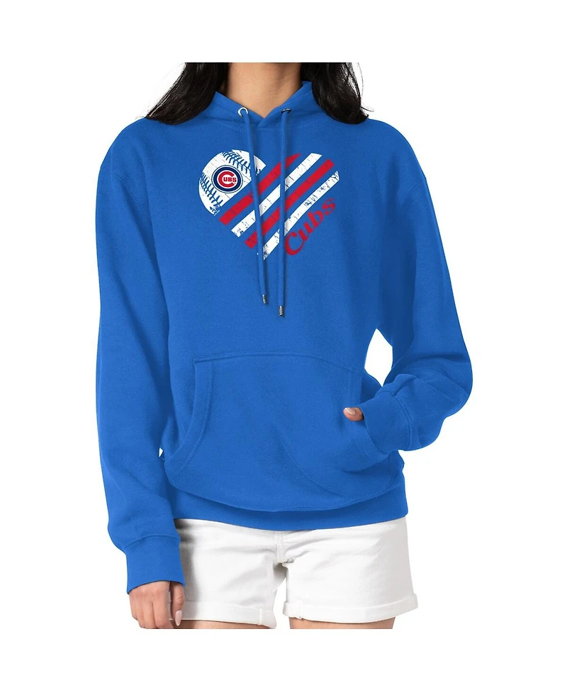 G-iii 4Her by Carl Banks Women's Royal Chicago Cubs Heart Fleece Pullover Hoodie