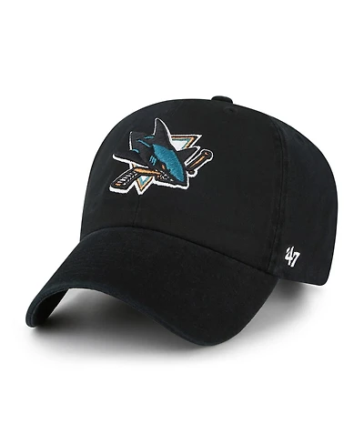 '47 Brand Men's Black San Jose Sharks Logo Clean Up Adjustable Hat