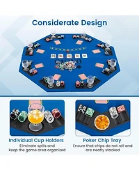 Hongge 84 Inch 10 Player Folding Poker Table Top with Cup Holders and Casino Felt Surface