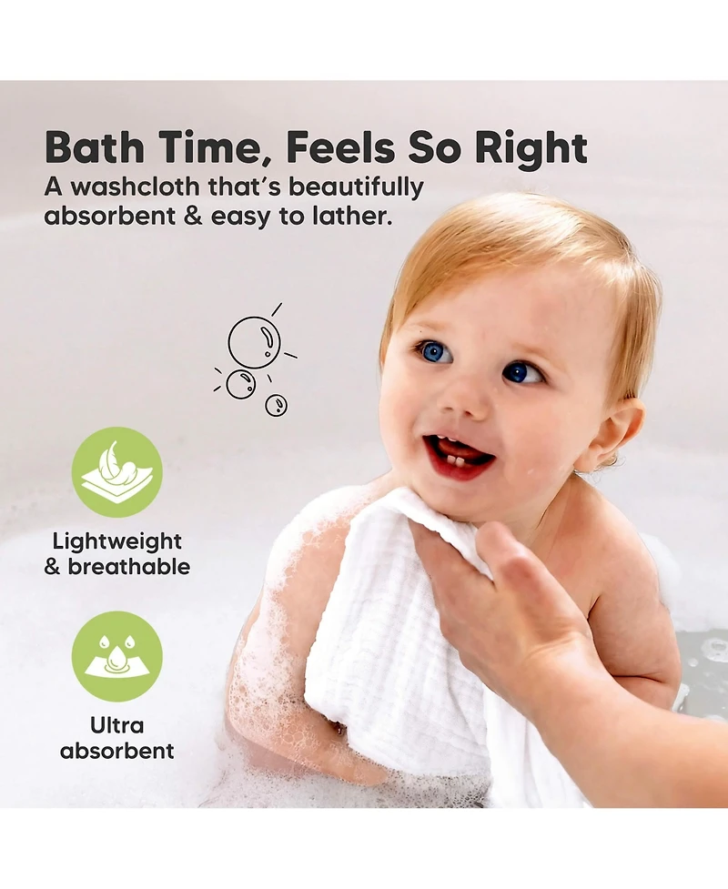 KeaBabies 10 Pack Lyra Muslin Baby Washcloths Large 12x12 Soft Absorbent Cotton Muslin Wash Cloths Burp Rags Face Cloth Towel