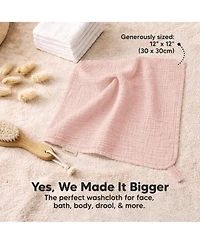 KeaBabies 5-Pack Lyra Muslin Baby Washcloths, Large 12x12, Soft Absorbent Cotton Wash Cloths, Burp Rags, Face Cloth Towel