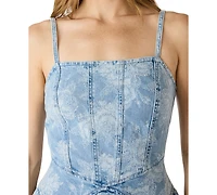 Steve Madden Juniors' Denim Square Neck Mini Dress