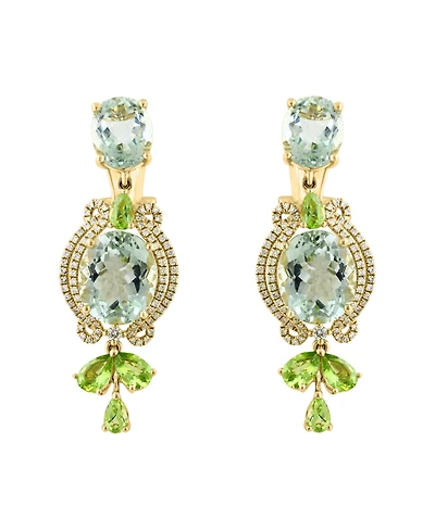 Lali Jewels Amethyst (1/2 ct. t.w.), Peridot (1/3 ct. t.w.) & Diamond (7/10 ct. t.w.) Earrings in 14k Yellow Gold