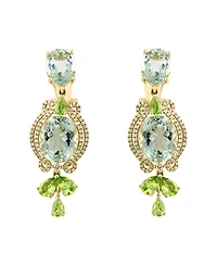 Lali Jewels Amethyst (1/2 ct. t.w.), Peridot (1/3 ct. t.w.) & Diamond (7/10 ct. t.w.) Earrings in 14k Yellow Gold