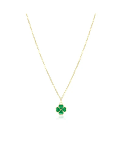 The Lovery Malachite Lucky Clover Necklace 14K Gold