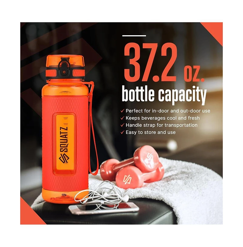 Squatz 1100ml Sports Water Bottle with Fruit Infuser Strainer