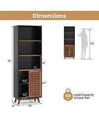 Slickblue Tall 70" Bookcase 5-Tier with Adjustable Storage Shelf