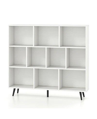 Slickblue 10-Cube Organizer Bookcase with Sturdy Metal Frame