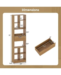 Slickblue 71 Inch Bookcase with Drawer and 10 Storage Compartments