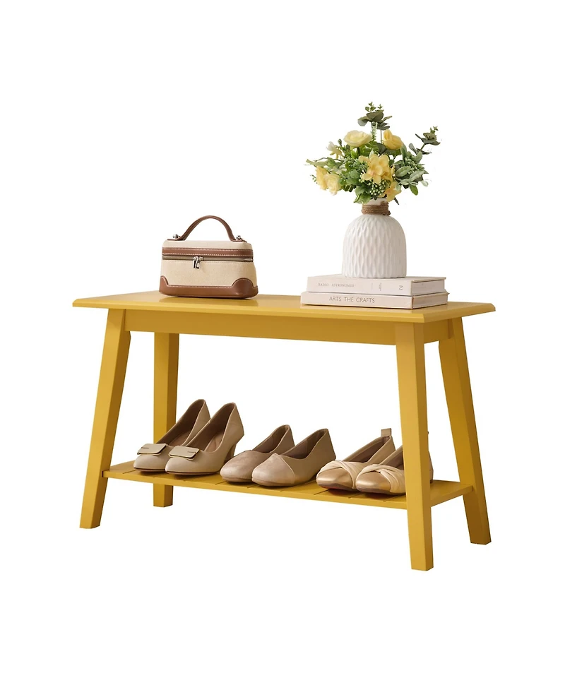Kings Brand Furniture Wood Entryway Bench with Storage Shelf