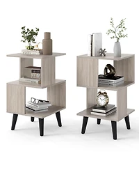 Slickblue 3-Tier Geometric Bookshelf Set of 2 with Open Shelves