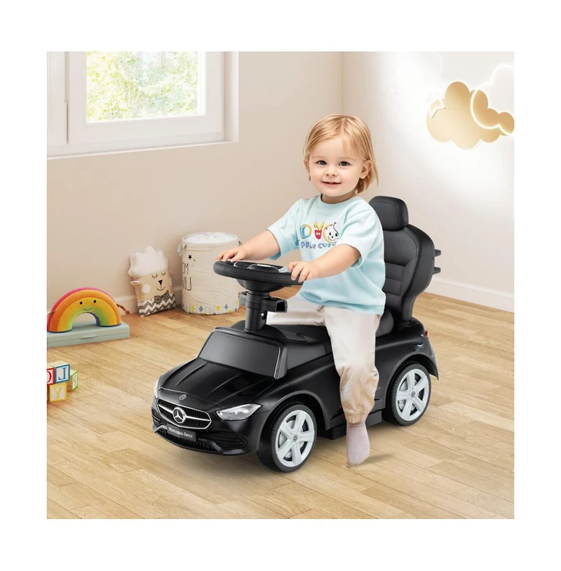 Hongge 3 1 Mercedes Benz Licensed Push Ride On Car with Canopy Steering Wheel and Storage for Toddlers