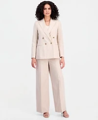Tahari Asl Womens Pinstripe Double Breasted Blazer Pinstripe Wide Leg Pants