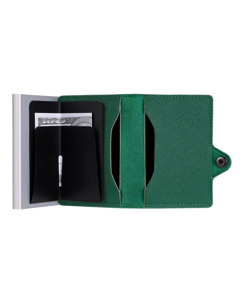 Rfid Pop Up Wallet for Women – Slim Minimalist Credit Card Holder (4-6 Capacity) Aluminum Metal Case with Blocking Security