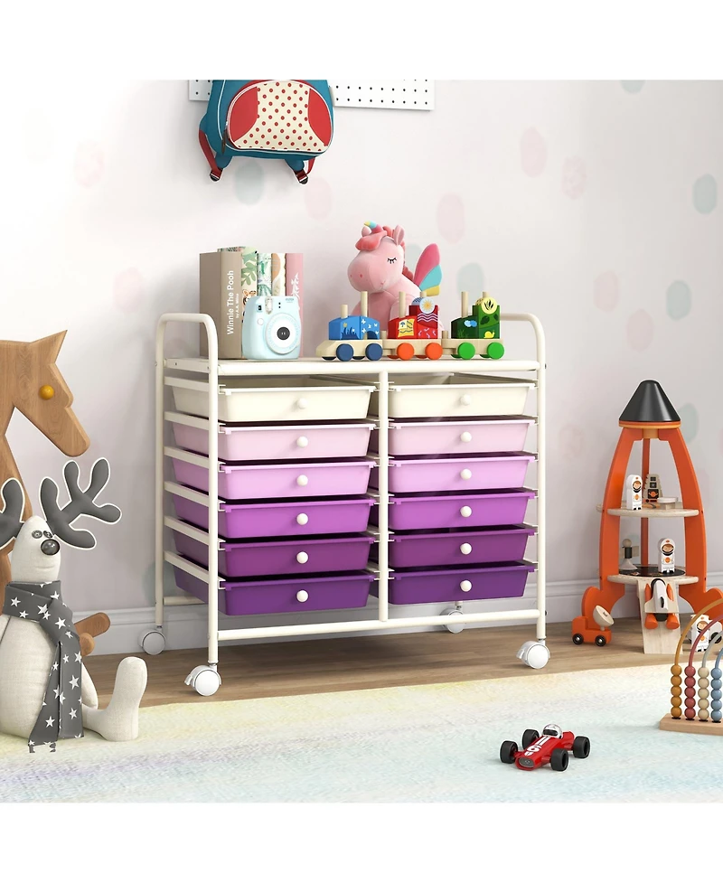 Sugift 12 Drawers Rolling Storage Cart for Home and Office