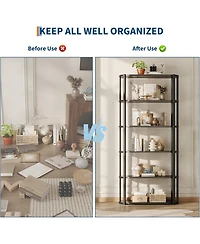 gaomon 6-Tier Bookshelf, Bookcase Storage Organizer for Garage, Cd, Movie, Industrial Freestanding Shelf for Home