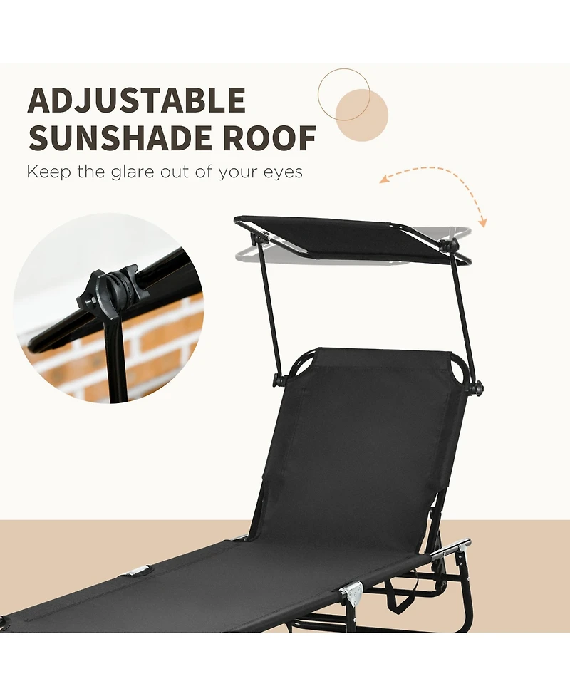 Outsunny Folding Chaise Lounge Pool Chairs, Reclining Back, Steel Frame & Breathable Mesh for Beach, Yard