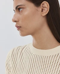 Mango Women's Lace Accents Short-Sleeved Knitted Sweater