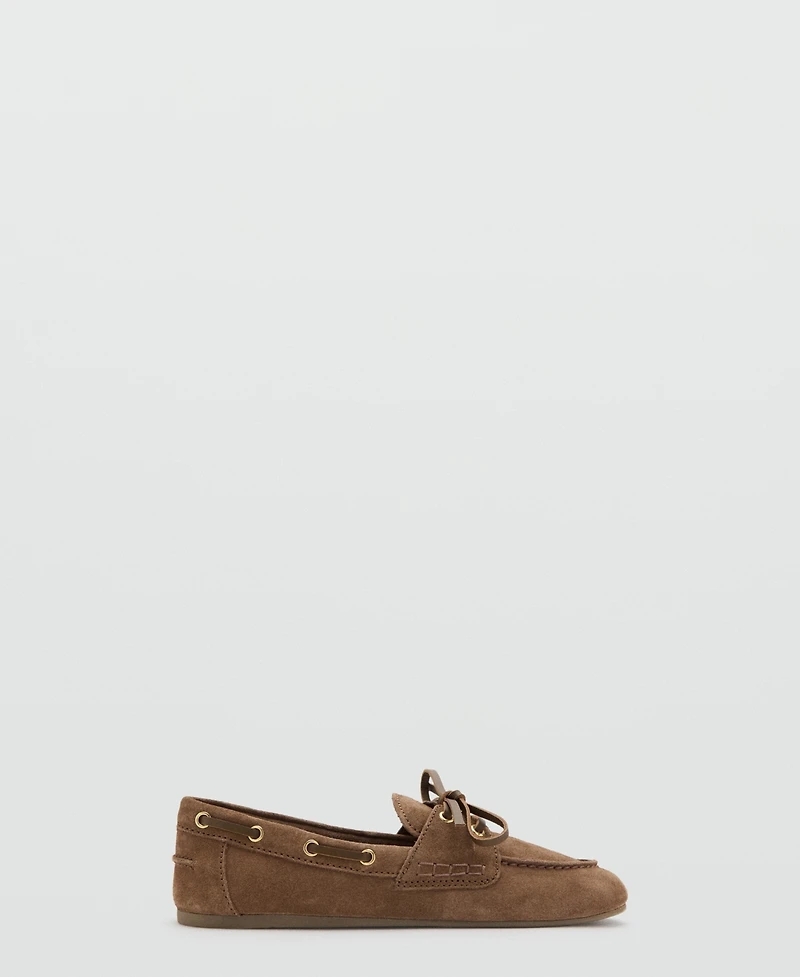 Mango Women's Bow Suede Moccasins