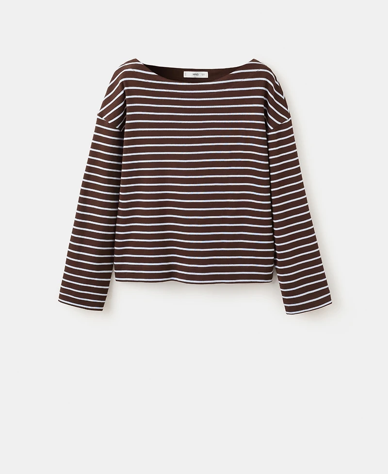 Mango Women's Striped Boatneck Sweatshirt