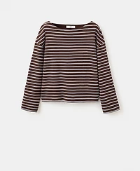 Mango Women's Striped Boatneck Sweatshirt