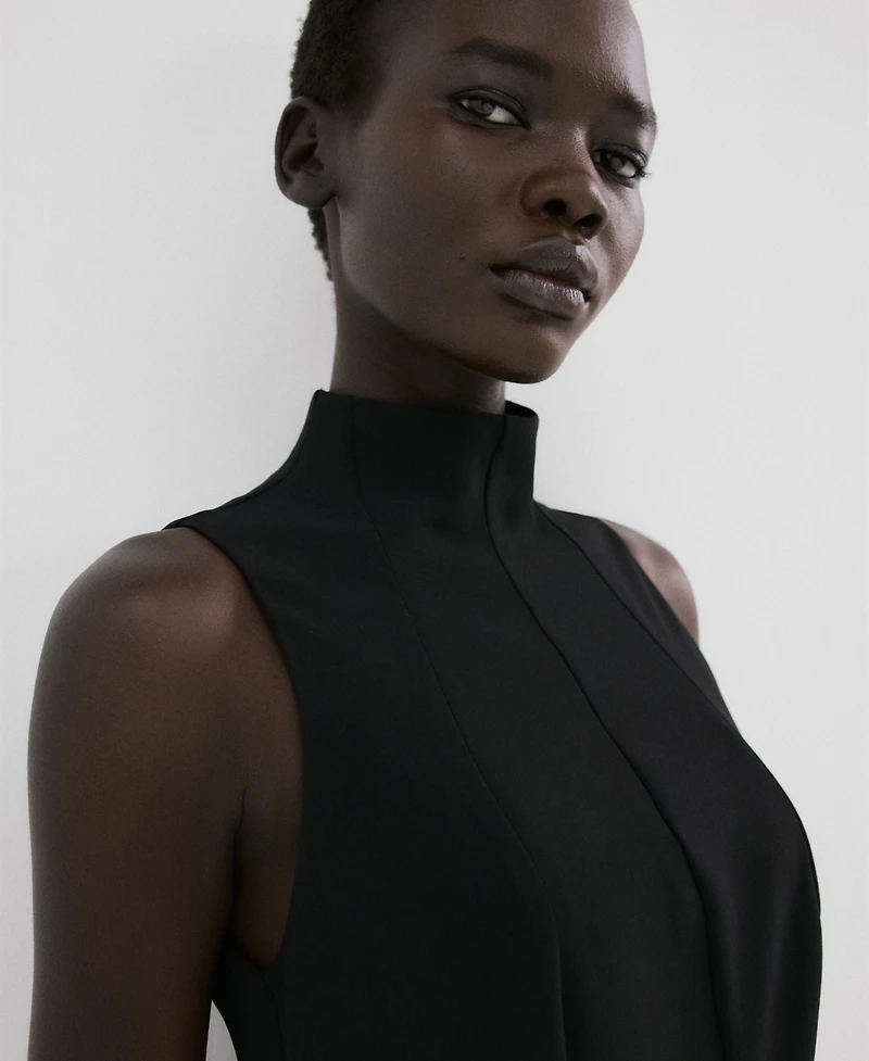 Mango Women's High-Neck Godet Dress