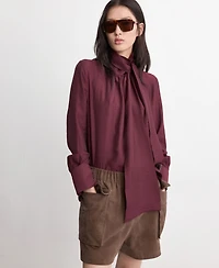 Mango Women's Scarf Collar Long-Sleeve Blouse