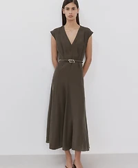 Mango Women's Double-Belted A-Line Dress