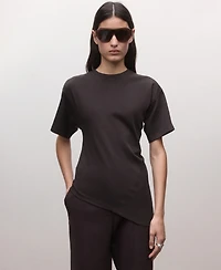 Mango Women's Asymmetrical Hem Fitted Cotton T-Shirt