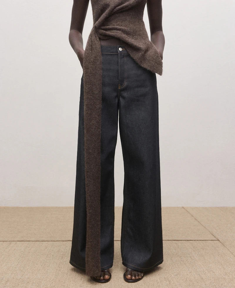 Mango Women's Low-Rise Wide Leg Jeans