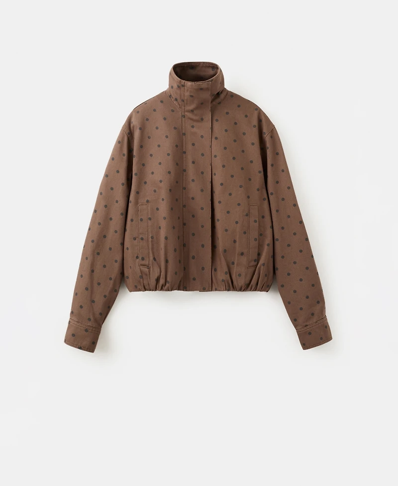 Mango Women's Polka-Dot Denim Bomber Jacket