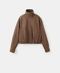 Mango Women's Polka-Dot Denim Bomber Jacket