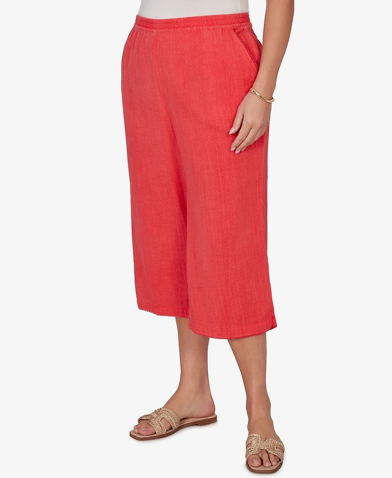 Ruby Rd. Plus Snow Washed Gauze Pull-On Capri Pants