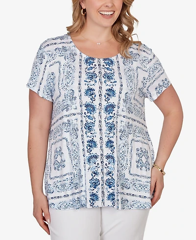 Ruby Rd. Plus Bandana Print Knit T-Shirt