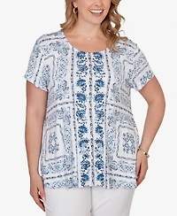 Ruby Rd. Plus Bandana Print Knit T-Shirt
