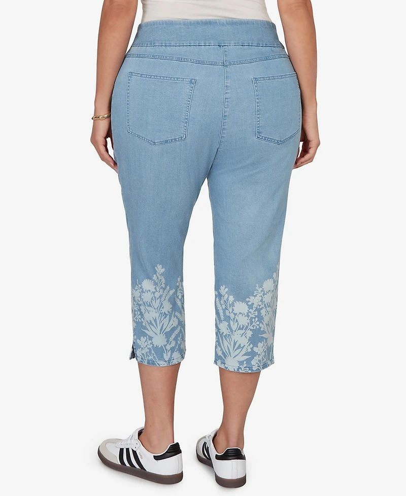 Ruby Rd. Plus Printed Hem Denim Capri Pants