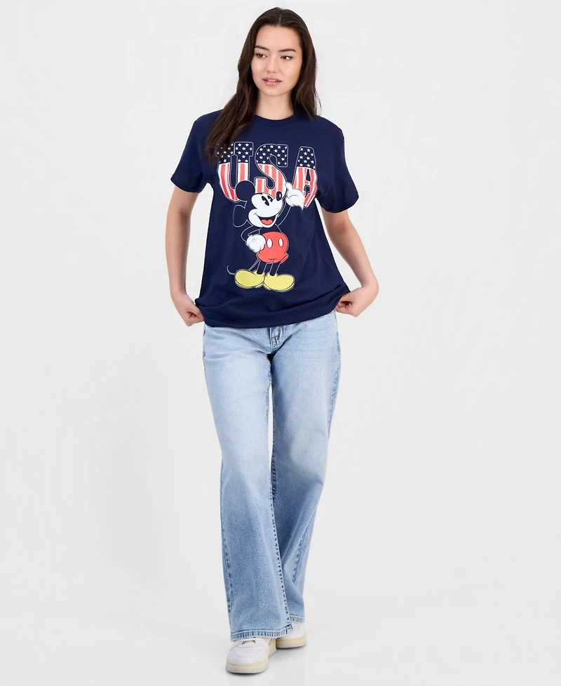 Disney Juniors' Mickey Usa Cotton Short-Sleeve T-Shirt