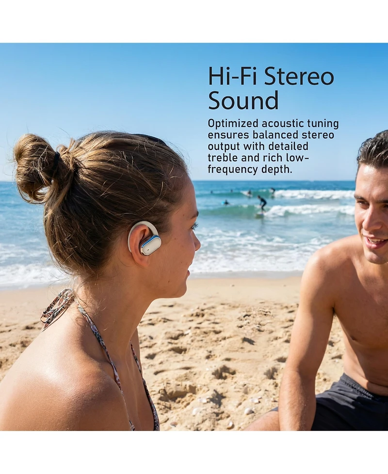 Quiksilver Open Ear Wireless Earbuds with Smart Digital Display and Over Hooks