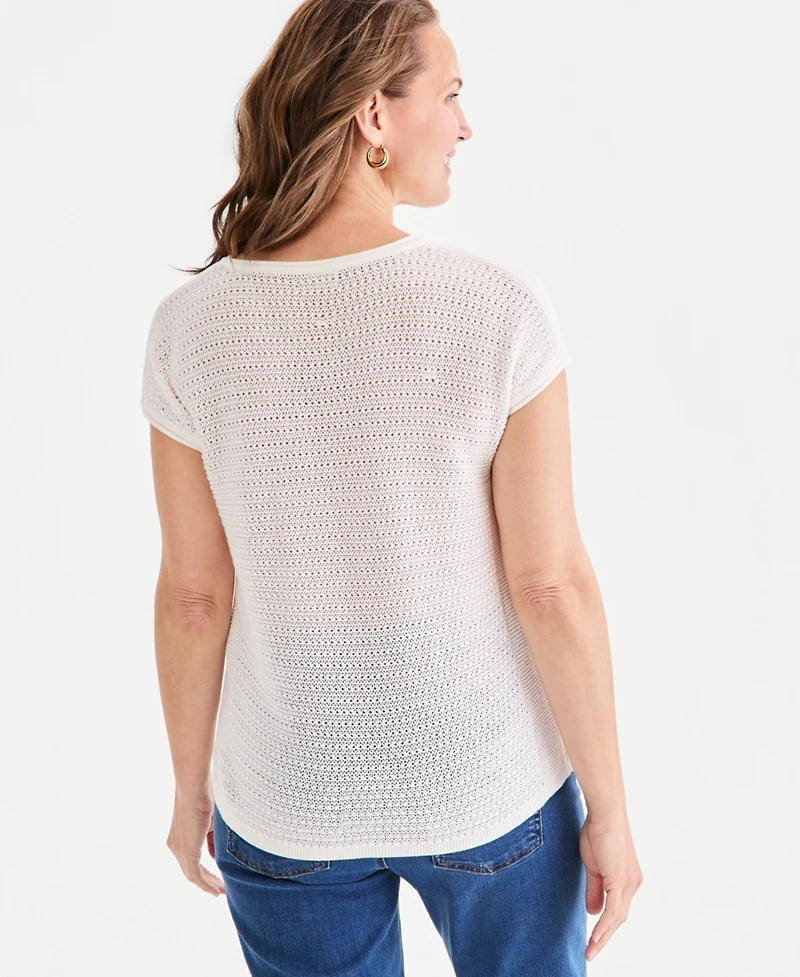 Style & Co Women's Open-Stitch Cap-Sleeve Sweater, Macy's Exclusive