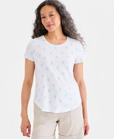 Style Co Womens Printed Short Sleeve Crewneck T Shirt Macys Exclusive