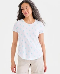 Style Co Womens Printed Short Sleeve Crewneck T Shirt Macys Exclusive