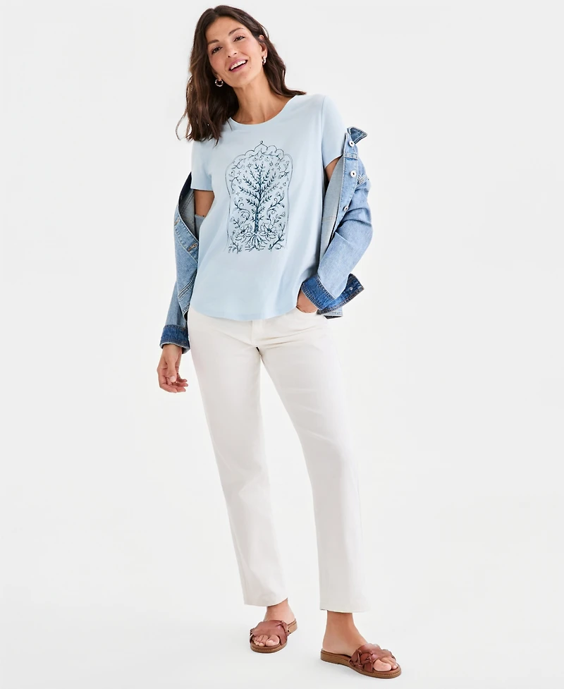 Style & Co Women's Printed Short-Sleeve Crewneck T-Shirt, Macy's Exclusive