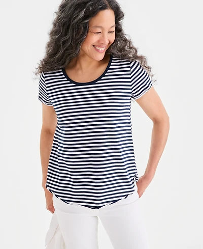 Style & Co Women's Printed Short-Sleeve Scoop-Neck Top, Macy's Exclusive