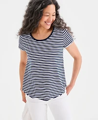 Style & Co Women's Printed Short-Sleeve Scoop-Neck Top, Macy's Exclusive