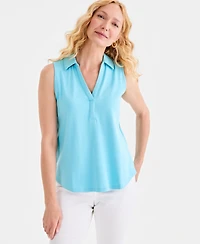 Style & Co Women's Cotton Johnny-Collar Sleeveless Top, Macy's Exclusive