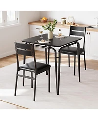 gaomon 3-Piece Dining Room Set, Table and 2 Chairs with Backrests and Padded Seats, Space Saving for Living Room