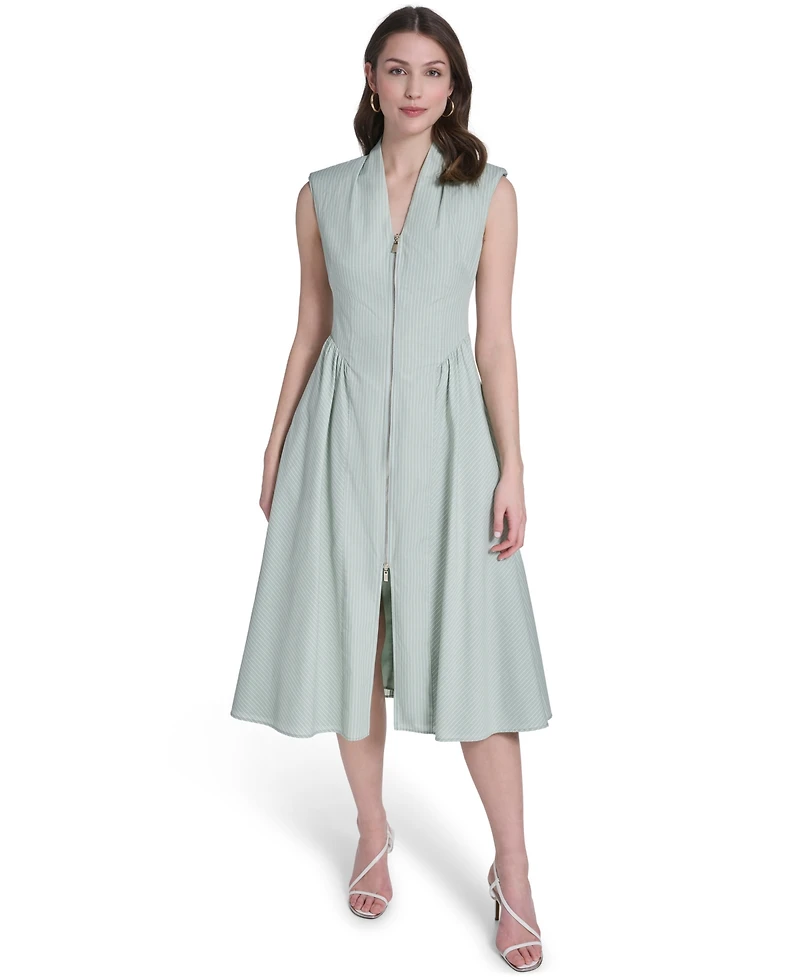 Vince Camuto Women's Striped V-Neck Midi Dress